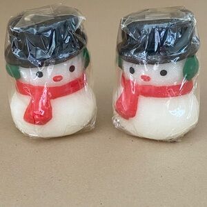 Hallmark, Set of 2, Vintage Mid Century, 2" Short Wick Snowman Candle Collection